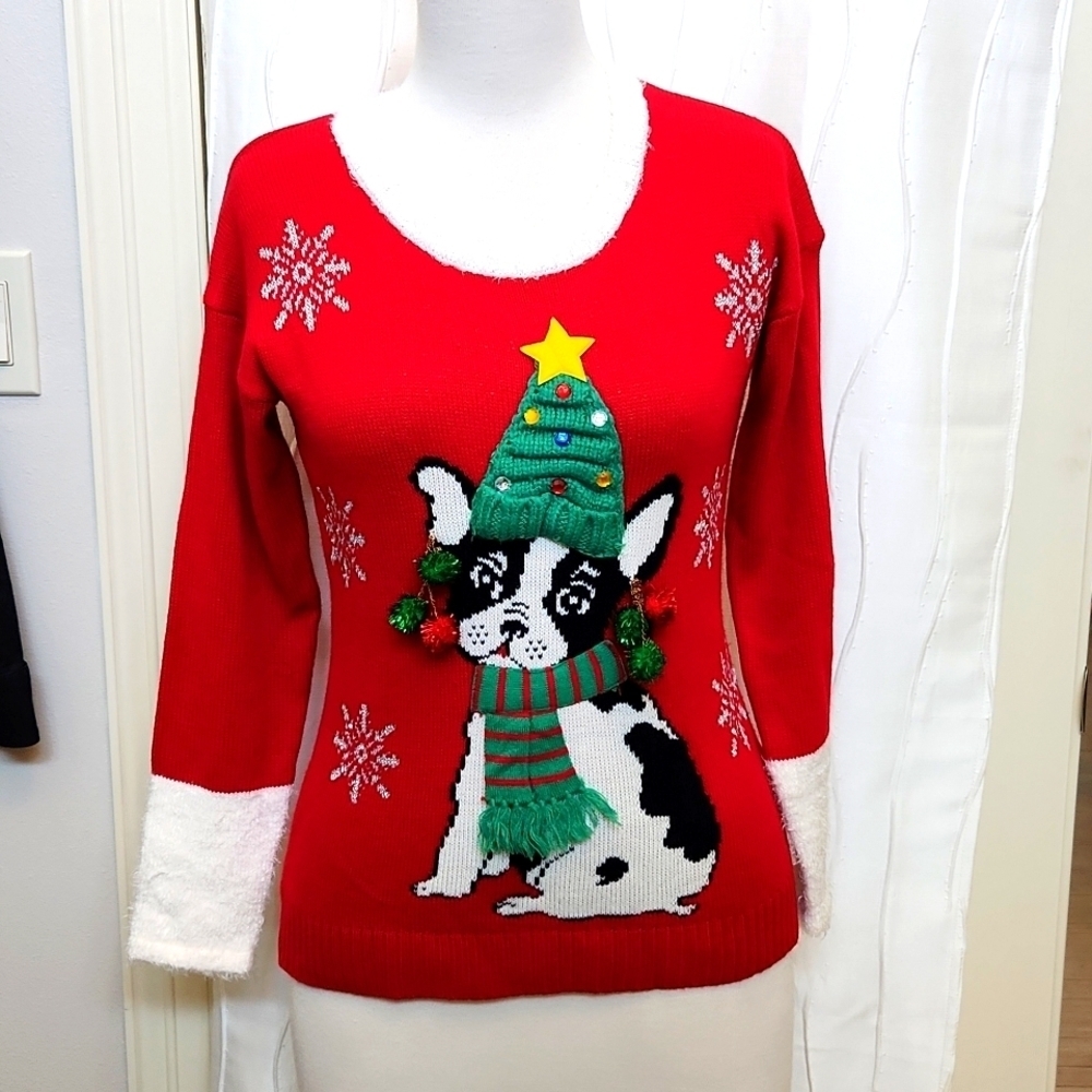 33 Degrees Dog Pom Pom Christmas Sweater